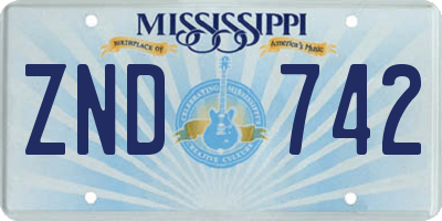 MS license plate ZND742