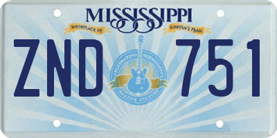 MS license plate ZND751
