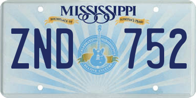 MS license plate ZND752