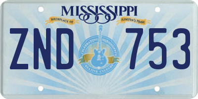 MS license plate ZND753