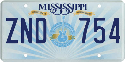 MS license plate ZND754