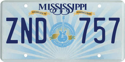 MS license plate ZND757