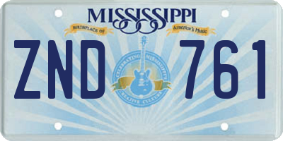 MS license plate ZND761