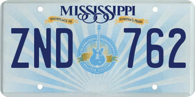 MS license plate ZND762
