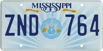 MS license plate ZND764