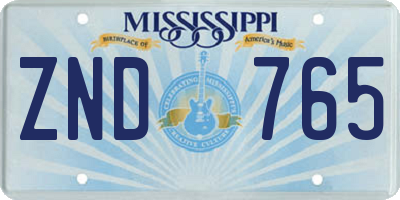 MS license plate ZND765