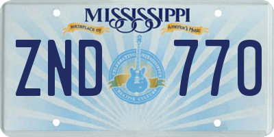 MS license plate ZND770