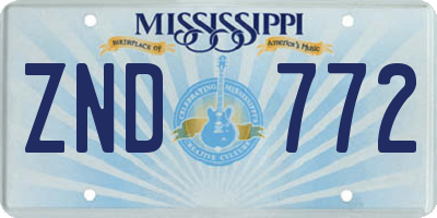 MS license plate ZND772