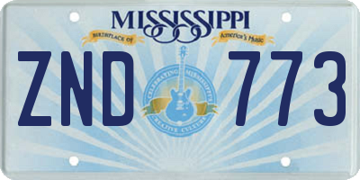 MS license plate ZND773