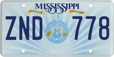 MS license plate ZND778