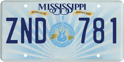 MS license plate ZND781