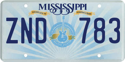 MS license plate ZND783