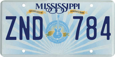MS license plate ZND784