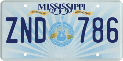MS license plate ZND786