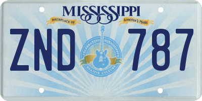 MS license plate ZND787