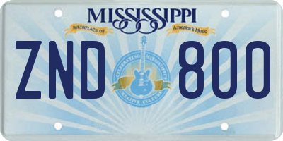 MS license plate ZND800