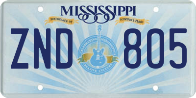 MS license plate ZND805