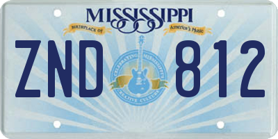 MS license plate ZND812