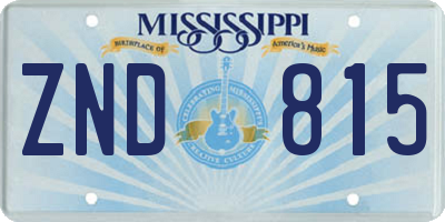 MS license plate ZND815