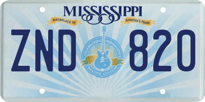 MS license plate ZND820