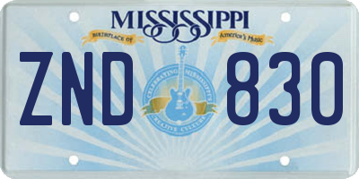MS license plate ZND830