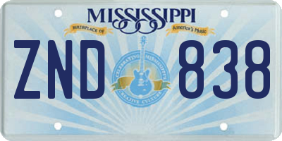 MS license plate ZND838