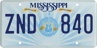 MS license plate ZND840