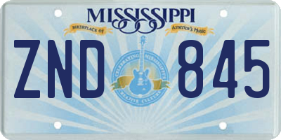 MS license plate ZND845