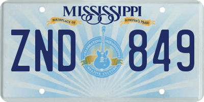 MS license plate ZND849