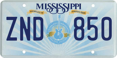 MS license plate ZND850
