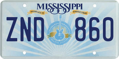 MS license plate ZND860