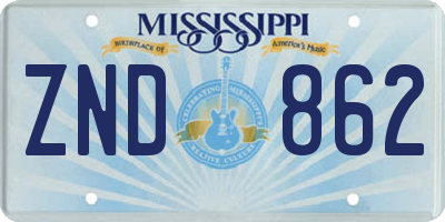 MS license plate ZND862