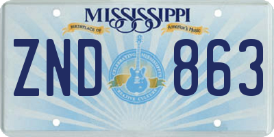 MS license plate ZND863
