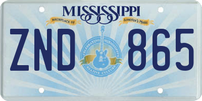 MS license plate ZND865