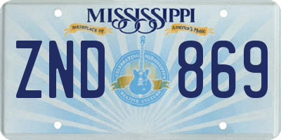 MS license plate ZND869