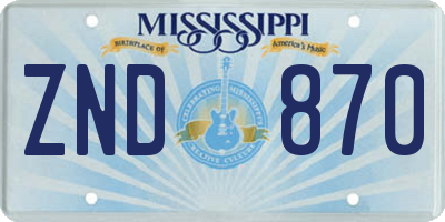 MS license plate ZND870
