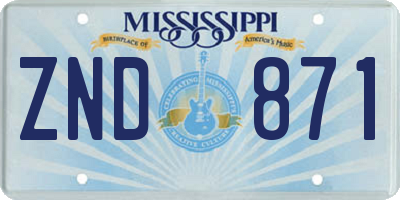 MS license plate ZND871