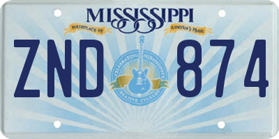 MS license plate ZND874