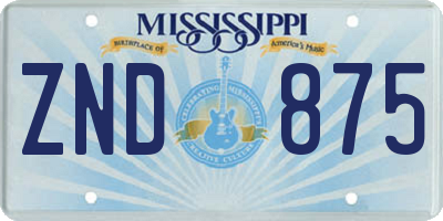 MS license plate ZND875