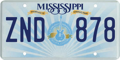 MS license plate ZND878