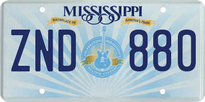 MS license plate ZND880
