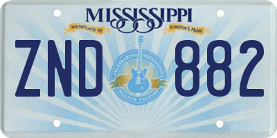 MS license plate ZND882