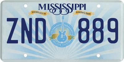 MS license plate ZND889