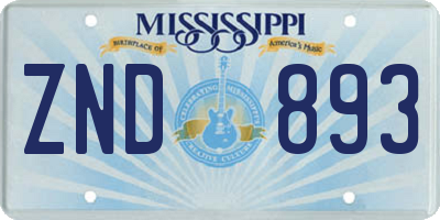 MS license plate ZND893