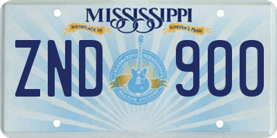 MS license plate ZND900