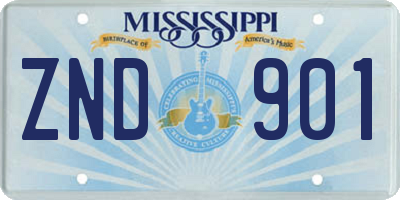 MS license plate ZND901