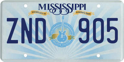 MS license plate ZND905