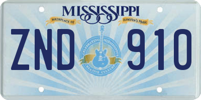 MS license plate ZND910