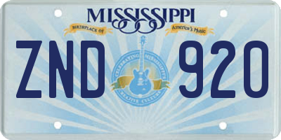 MS license plate ZND920