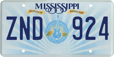 MS license plate ZND924